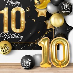 Happy 10th Birthday Balloons Gold Set Decor – Cheers to 10 Years Old Party Th…