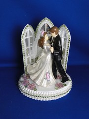 New Elegant First Dance Bridal Couple , Chapel mirror Windows Caketop, pink #331