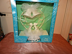 Vintage Rare Coast Novelty Heart Wedding Cake Topper Hand Painted w/ bells