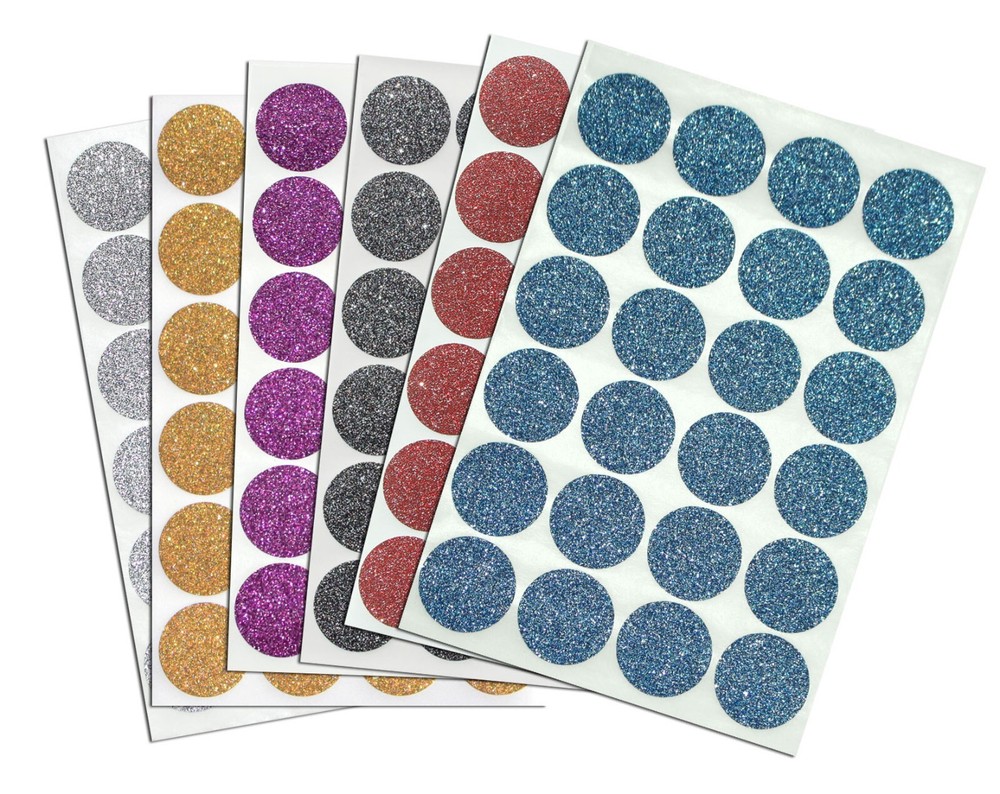 Glitter Stickers Circle Dots 1 Inch Sparkly Labels Envelope Seals 25mm