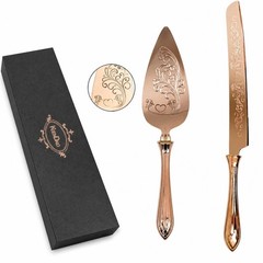 Elegant SUS304 Wedding Cake Knife Server Set for Party, Rose Gold