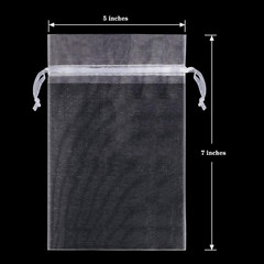 100PCS Premium Sheer Organza Bags, White Wedding Favor Bags with Drawstring, 5X7
