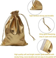 Pack of 100 5″X 7″ Heavy Duty Gold Drawstring Organza Jewelry Pouches Wedding Pa