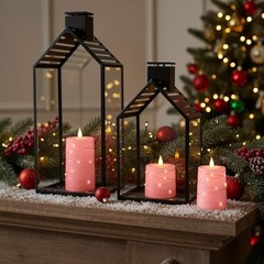 Easter Pink Flameless Candles with Remote Timer, Flickering Battery 3pcs-Pink