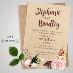 Personalised Wedding Day / Evening Invitations with Envelopes (W1)