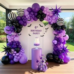 Balloons, 12 Inch Dark Purple Light Balloons with Metallic Purple Purple Black