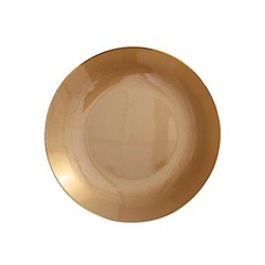 GOLD 10 Glossy 8″ Round Plastic Salad PLATES Gold Rim Party Events Decorations