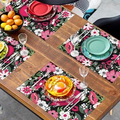 Happy Valentine’s Day Placemats Set of 4 Valentine 18x12inch Flowers Heart
