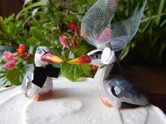 Heron Birds Cake Topper Bride Groom Love Wedding Engagement Wood Statue