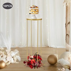 Gold Cylindrical Wedding Flower Stands Pack of 10 35 × 100 cm Centerpieces
