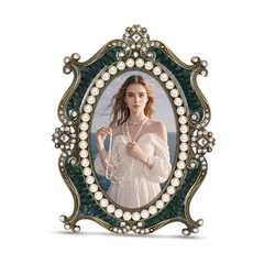Vintage Picture Frames 4×6,Metal Vintage Photo Frame, Oval Photo 4X6 Green
