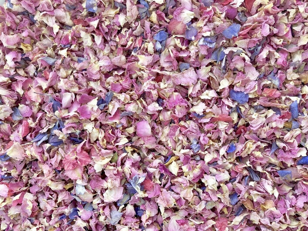 50 Guests Biodegradable Wedding Confetti Pink Ivory Rose Mix Petals Dried Flower