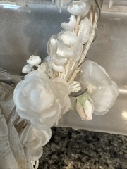 Vintage Bride & Groom Wedding Cake Topper MCM Flowers Arch 10” Tall 3 1/2” Base