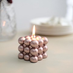 2 ROSE GOLD Bubble Cube Unscented Paraffin Wax CANDLES Wedding Centerpieces