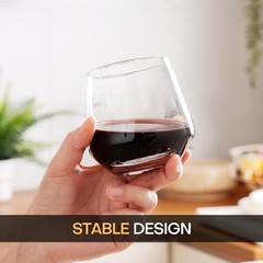 Stemless Wine Glasses Set of 4, 13.5oz Red White Wine Glasses 13.5oz Set of 4