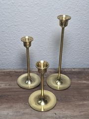 Vintage Brass Taper Candle Holder Set of 3 decor Holiday Taiwan Classic