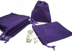 Set-2 Sizes-Velvet Purple Drawstring Gift Med&L Bag Tarot Runes Halloween US FS