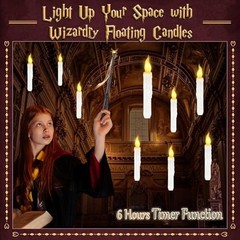 Halloween Decorations,Floating Candles with Magic Wand Remote Control-Battery
