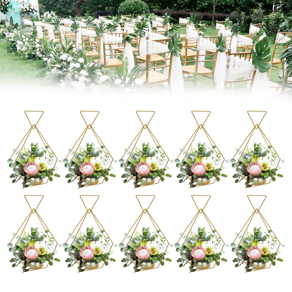 10pcs Diamond Shape Flower Vases Holder Wedding Centerpieces Stand Geometric