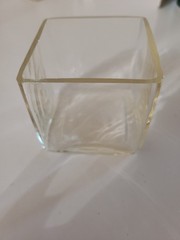 VTG Set Of 6 Glass Square Candle 2.5″ Amber Tint Clear MCM Glasses Bar Raw Edge
