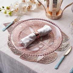 6 Metallic 18-Inch Monstera Tropical Leaf Design Vinyl PLACEMATS Decorations
