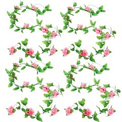 Zhiheng 4 Pack 7.8ft Artificial Rose Vines with Green Leaves Fake 78ft, Pink