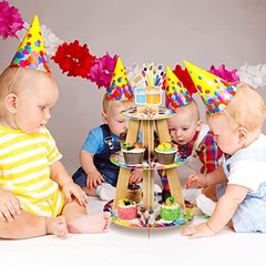 3 Tier Art Paint Party Cupcake Stand Decorations Artist Multicolor Party
