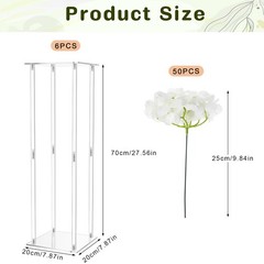 Geetery Tall Acrylic Wedding Flower Stand Centerpieces Clear 28 Inch, White