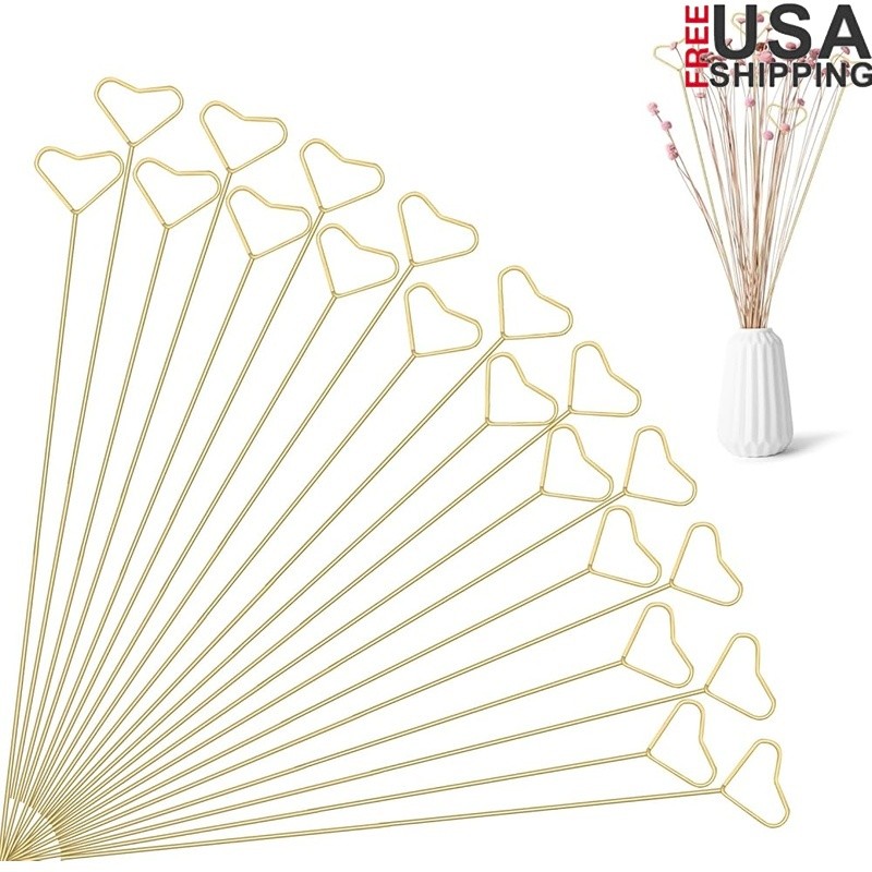 Heart Shape Floral Picks 20Pcs Metal Card Holders Wedding Party Table Decor New
