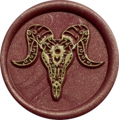 Ram Sugar Skull / Day of the Dead 1.2″ diameter Wax Seal Stamp Head, unique!