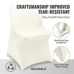 VEVOR 30/50/100PCS White Stretch Folding Chair Covers for Wedding Party Dining