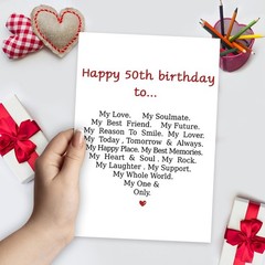 Funny 50th Birthday Card for Men Women,Romantic 50 Year Old Greeting Card for…