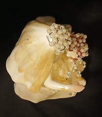 Vintage Unique Faux Pearl Embellishment Bride Groom Lefton Wedding Cake Topper