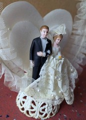 Vintage MCM Bride and Groom Wedding Anniversary Cake Topper