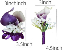 2 Set Purple Artificial Flower Calla Lily Flowers Corsage and Boutonniere for We