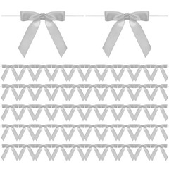 50-Pack Satin Ribbon Twist Tie Bows, 2.8″ Bow Twist Ties for Craft [Light Grey]