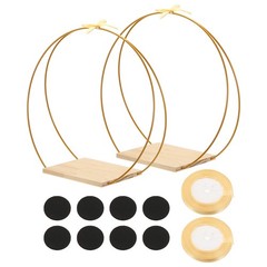 2Set 12″ Metal Round Floral Hoop Table Wreath Centerpiece Party Decoration Gold