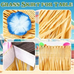Luau Party Decorations, Grass Table Skirt for Large, 2PCS Straw Yellow