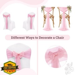 MDS 50pk Blush Pink Chiffon Chair Sashes Bows
