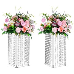 Elegant 15.7″ Tall Flower Vases – 2 Pcs Geometric Centerpieces for Weddings & Pa