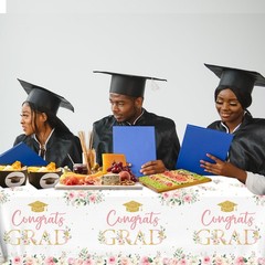 3Pack Graduation Tablecloth,Graduation 86.61 inches x 51.18 inches, Pink
