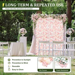Flower Wall Panel Artificial Flower Wall Backdrop Flower Decoration 12 Pcs