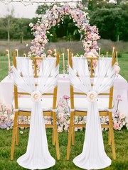Fanqisi White Chair Sashes 16 Packs 8ft Long Aisle Wedding 16Pcs,