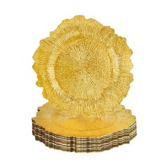 12PCS Bright Gold Charger Plates Bulk- 13in Round Plastic Chargers for Dinner…