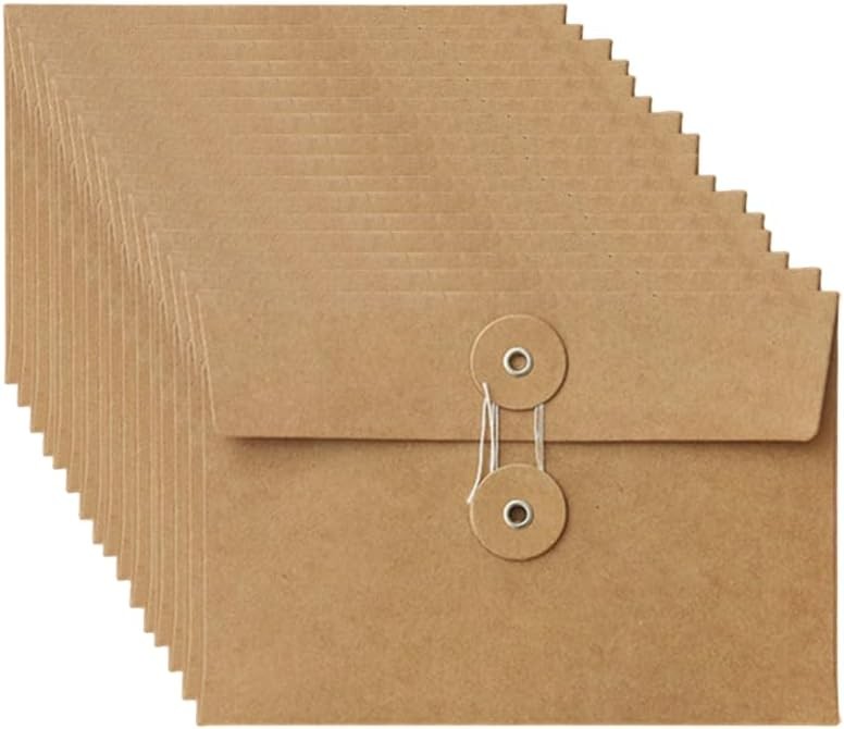 250gsm Kraft Paper Envelope Vintage Pockets Bulk medium, Brown-20