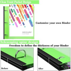 INFUN 1 Inch 3-Ring Telescoping Project Organizer Binder,13 Pocket, Customiza…