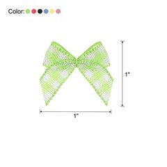 120Pcs Mini Gingham Ribbon Bow 1″ Checkered Fabric Satin Ribbon Bows 6 Colors