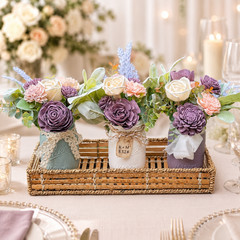Sola Wood Lavender Wedding Floral Table Centerpieces Set of 3 Mason Jar Decor