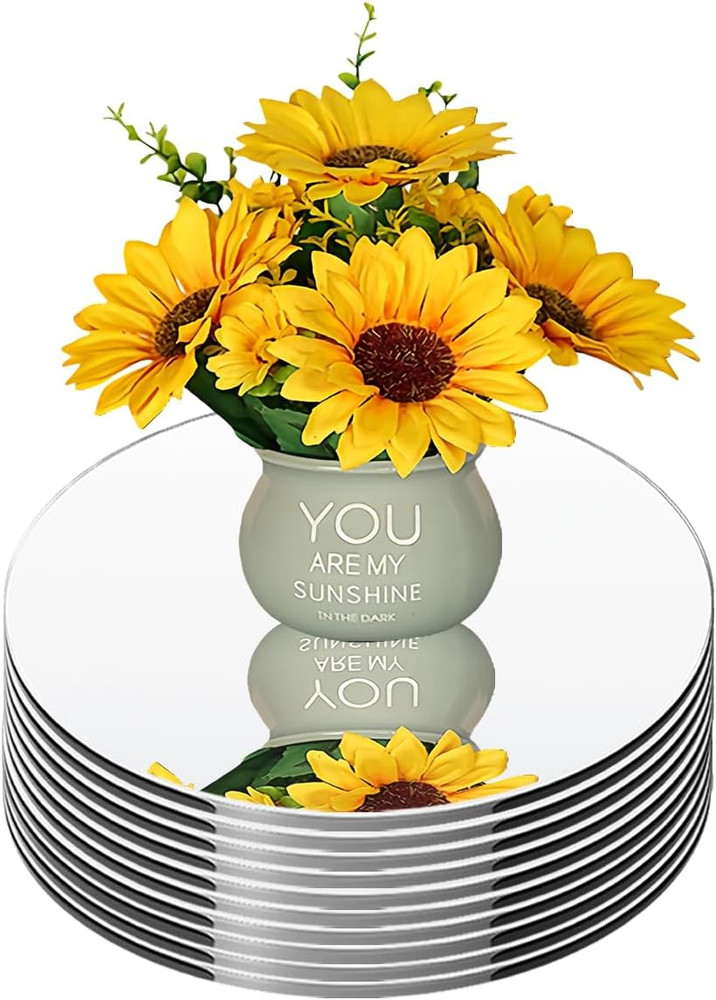 Small round Mirror Centerpieces for Tables Decorations, 6″ 9PCS Acrylic Circle M