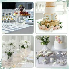 White Rose Acrylic Wedding Table Numbers 120 Stands 4×6 Inch Clear Signs Set